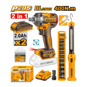 CHAVE DE IMPACTO A BATERIA INGCO 20V COSLI23048-9 KIT C/ACESSORIOS - 931583 - COSLI23048-9