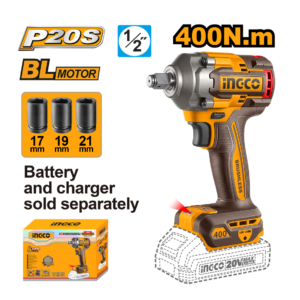 CHAVE DE IMPACTO A BATERIA INGCO 400N.m20V CIWLI2040-1 ENCAIXE SEXTAVADO 1/2"(NÃO ACOMPANHA BATERIA) - 931631 - CIWLI20401