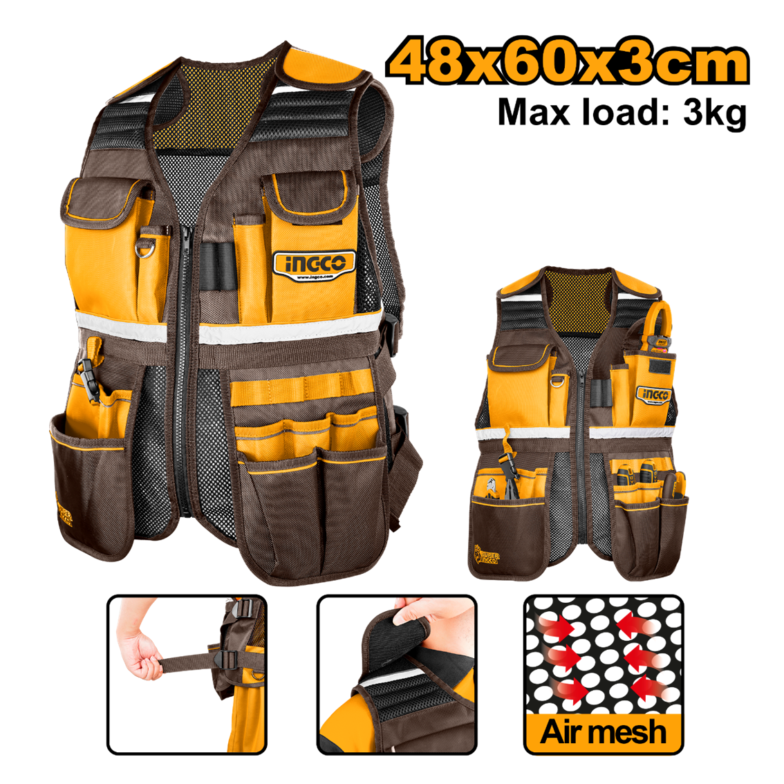 COLETE PORTA FERRAMENTAS 17 BOLSOS HTVT09028 INGCO - 932323 - HTVT09028