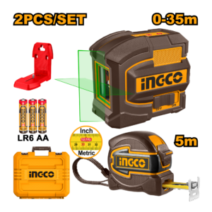 COMBO NIVEL A LASER VERDE 35M+TRENA 5M+ESTOJO PL HLL680081 INGCO - 934027 - HLL680081