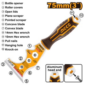 ESPATULA MULTIFUNCAO 12 EM 1 75MM HPUT18060M INGCO - 929394 - HPUT18060M