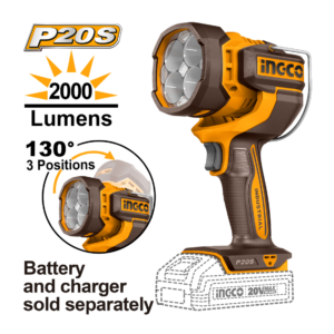 LANTERNA DE TRABALHO 2000 LUMENS À BATERIA ÍON-LÍTIO 20V CWLI2088 INGCO (NAO ACOMPANHA BATERIA) - 932340 - CWLI2088