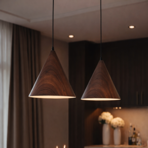 LUMINARIA PENDENTE CONE IMBUIA 30CM GI-156-1M GOOD - 931196 - GI-156-1M