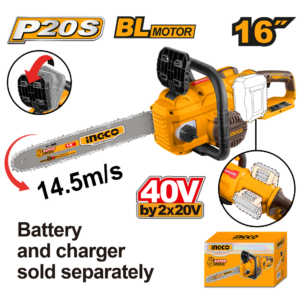 MOTOSSERRA BRUSHLESS 16" A BATERIA 2x20V=40V INGCO CGSLI40168 (NAO ACOMPANHA BATERIA) - 931326 - CGSLI40168