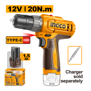 PARAFUSADEIRA INGCO 12V 3/8" CDLI122061 20Nm À BATERIA ÍON-LÍTIO C/1BAT 1,5AH - 934144 - CDLI122061