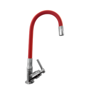TORNEIRA GOOD COZINHA DE BANCADA GD-3300V GOURMET FLEXIVEL ABS 1/4 SLIM CROMADA/VERMELHA - 927282 - GD-3300V