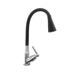 TORNEIRA GOOD COZINHA DE BANCADA GD-4000P FLEXIVEL ABS 1/4 CONE SLIM CROMADA/PRETA - 927283 - GD-4000P