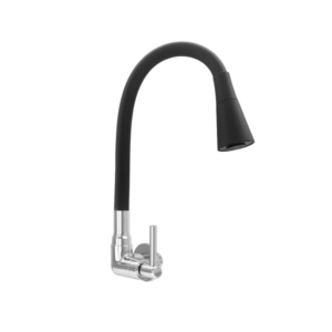 TORNEIRA GOOD COZINHA DE PAREDE GD-4300P FLEX ABS 1/4" VOLTA CONE SLIM CROMADA/PRETA - 929834 - GD-4300P