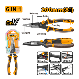 ALICATE BICO MULTI FUNCAO 6 EM 1 8" (200MM) HMFLNP28200 INGCO - 931626 - HMFLNP28200
