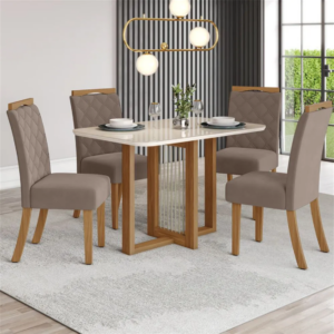 MESA HENN NATALI 1200 SC74-127 VIDRO NATURE/OFF C/4 CAD EVELIN SE807-510 MARROM AMENDOA - 928525 - SC74-127 HENN