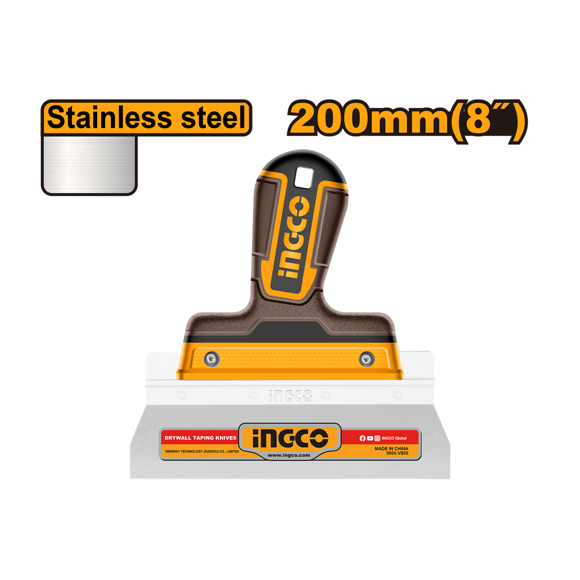 ESPATULA ACO CARBONO P/DRYWALL/MASSA CORRIDA 200MM HPUT78200 INGCO - 929663 - HPUT78200