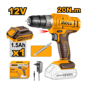 PARAFUSADEIRA INGCO 12V,3/8" UCDLI1218-9 20N.m À BATERIA ÍON-LÍTIO com 1 bateria - 929671 - UCDLI1218-9