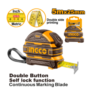 TRENA EMBORRACHADA COM BOTÃO DUPLO 5MX25MM HSMT08525 INGCO - 929488 - HSMT08525