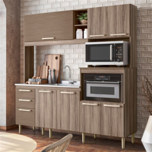 COZINHA COMPACTA NICIOLI KIT PIATA CARVALHO NATURE/RIPADO 3D - 929498 - 1889.281.1