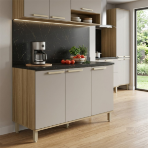 BALCAO LUCIANE ISIS 1200 MOCCA LACA/AVELA 03 PORTAS 0268 - 930510 - 0268 LUCIANE