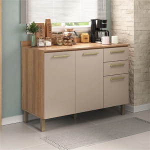 BALCAO LUCIANE ISIS 1200 MOCCA LACA/AVELA 03 PORTAS 2 GAVETAS 0253 - 931677 - 0253 LUCIANE