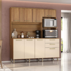 COZINHA COMPACTA LUCIANE 08 PORTAS 02 GAVETAS 354/285 AVELA/CINNAMOM - 928678 - 354[6758688] LUCIANE