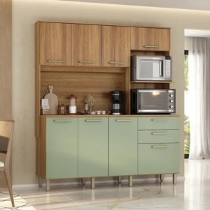 COZINHA COMPACTA LUCIANE 08 PORTAS 02 GAVETAS 354/288 AVELA/VERDE MAR (4VOL.) - 928679 - 354[6758694] LUCIANE