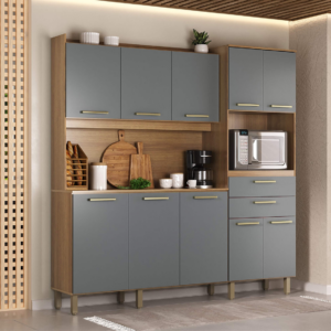 COZINHA COMPACTA LUCIANE 08 PORTAS 02 GAVETAS 356 CINZA SUPREMO - 932127 - 354[6758682] LUCIANE