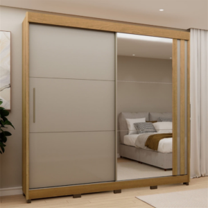 ROUPEIRO LUCIANE ITALIA MDF 2PTS CORRER 04 GAV 2,43X2,32X0,56 FREIJO/MOCCA FLEX C/ESPELHO - 934501 - A2054 LUCIANE