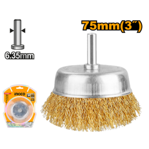 ESCOVA DE ACO TIPO COPO ONDULADA 3" HASTE 1/4 WB30751 INGCO - 929523 - WB30751