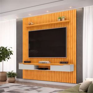 PAINEL PRATIC DJ COM BANCADA ISAC 1,83X2,40 FREIJO/OFF WHITE (4 VOLUME)