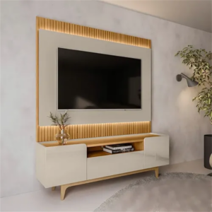 RACK HOME ORLANDO LINEA BRASIL E PAINEL SAO PAULO RIPADO 1800 COM LED TAURI/OFF WHITE BRILHO - 928280