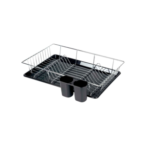 ESCORREDOR DE LOUCA MOR 18 PRATOS PRETO C/BANDEJA PRETA - 910668 - 008214