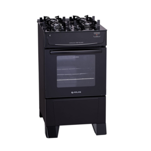 FOGAO A GAS 4 BOCAS ATLAS MONACO TOP GLASS VIDRO PRETO C/ACEND - 911559 - 3000002050