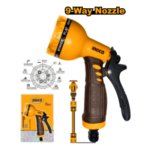 ESGUICHO HIDROPISTOLA MULTIFUNCAO 9 TIPOS DE JATO HWSG092 INGCO - 930162 - HWSG092
