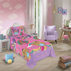 JOGO DE CAMA LEPPER MICROFIBRA SOLT BARBIE 1,40X2,20M ROSA 03PCS - 5978801 - 928197 - 5978801