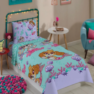 JOGO DE CAMA LEPPER MICROFIBRA SOLT PATRULHA CANINA 1,40X2,20M AZUL 03PCS - 5978201 - 931076 - 5978201