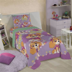 JOGO DE CAMA LEPPER MICROFIBRA SOLT PATRULHA CANINA 1,40X2,20M LILAS 03PCS - 5978401 - 928195 - 5978401
