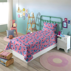 JOGO DE CAMA LEPPER SOLT ESTAMPADO STITCH 1,40X2,20M ROSA 03PCS 59982-01 - 931077 - 5998201