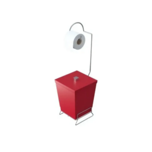 LIXEIRA COM SUPORTE P/PAPEL HIGIENICO VERMELHO 1445-V STOLF - 920223 - 1445-V